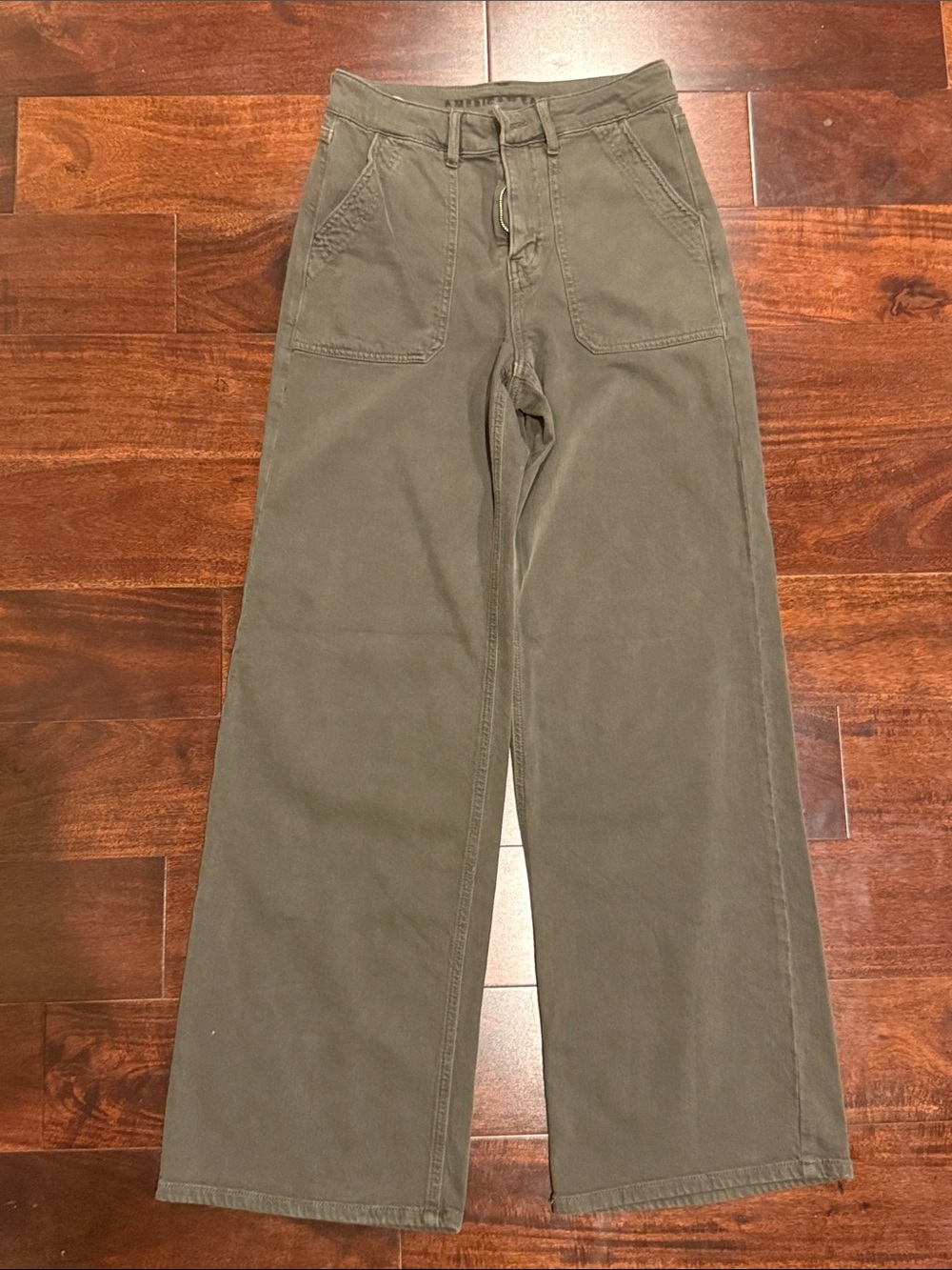 American Eagle Outfitters Olive Wide-Leg Jeans